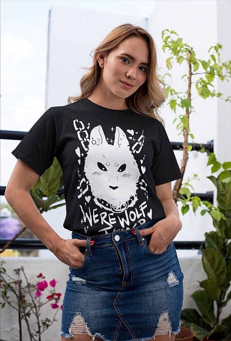 Футболка для мальчика аниме Вереволф Блакк Вхите Принт оверсайз (рост от 165 до 180 ) Черний AnimeJ0511m Днепр - изображение 3