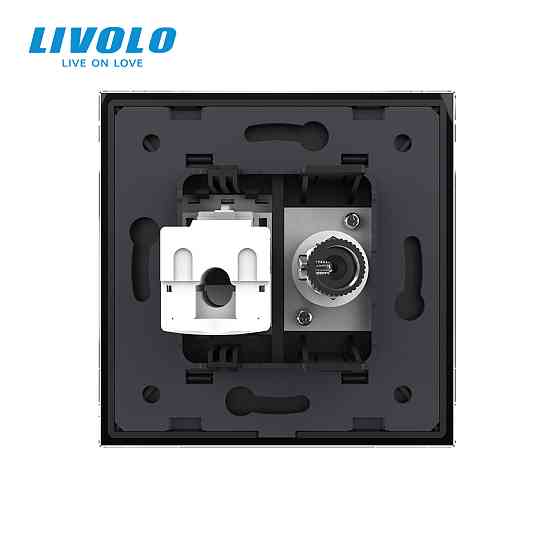 LIVOLO Розетка комп'ютерна RJ-45 і ТБ розетка LIVOLO чорна матова скло Коломыя