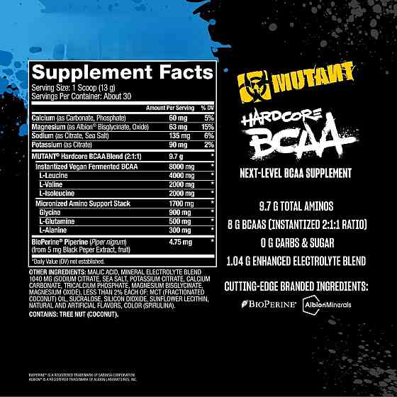 Аминокислотный комплекс Mutant Hardcore BCAA 390g (Fruit Punch) Луцк