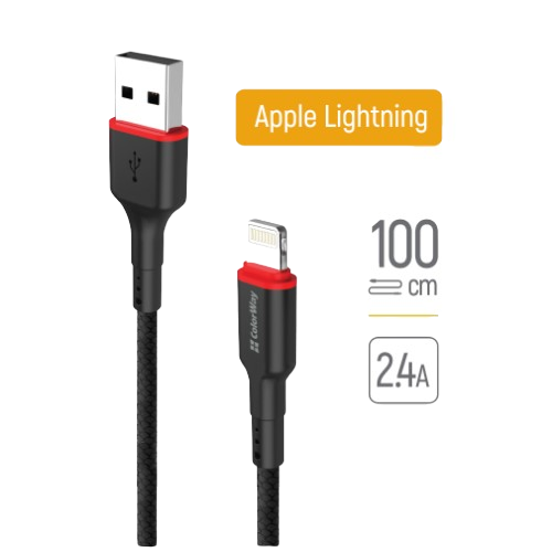 Кабель USB Lightning ColorWay CW-CBUL064-BK 2,4A 1м чорний Житомир