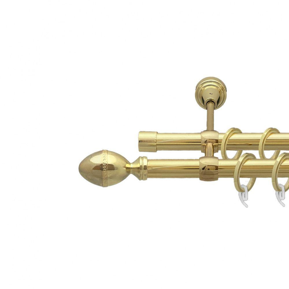 Карниз Orvit Фарже металевий дворядний литий гладка труба кільце фасонне металеве  Золото 19\19 мм 240 см Львов - изображение 1