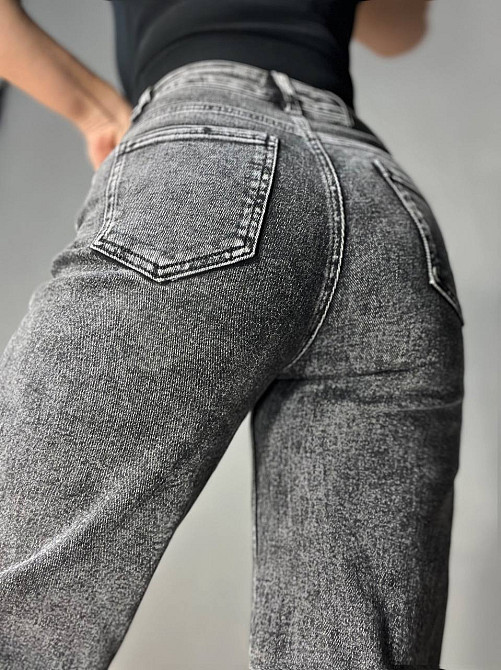 Джинси жіночі Dragon 8101 palazzo jeans палаццо рівні від стегна стрейчеві темно сірі, темно-сірий, 31, 31, 86 см, 115 см Київ - фото 2