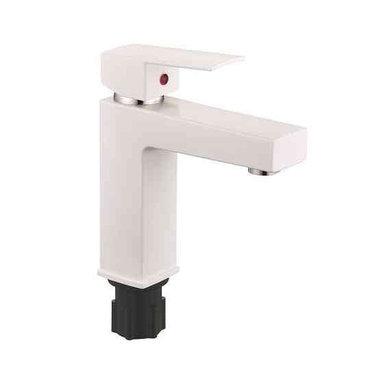 Смеситель для умывальника Plamix Kubus-001 SET White термопластик (со шлангами) (PM0671) Черновцы