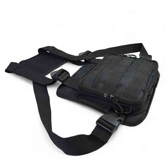 Чоловіча тактична нагрудна сумка розвантаження через плече чорна компактна міцна чорна розвантаження Київ