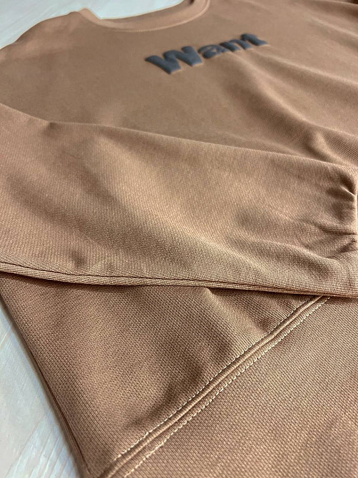 Свитшот женский U S 293 широкий оверсайз трикотаж надпись WANT, коричневый, one size Киев - изображение 12