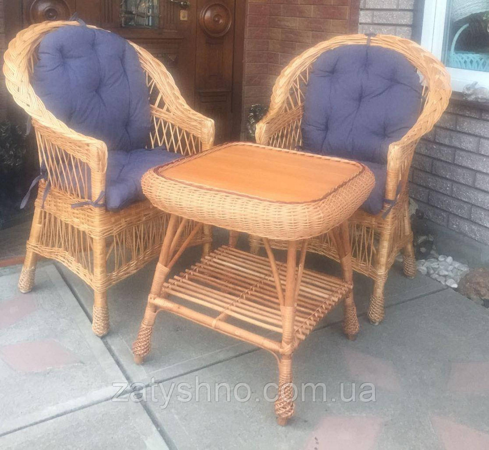Меблі із лози з накидками | комплект плетених меблів зі столом меблі плетені з подушками Київ - фото 3