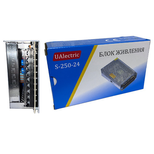 Блок живлення UAlectric S-250-24 24В 10.4А 250Вт імпульсний у перфорованому корпусі для LED, замків, відеоспостереження Київ - фото 5