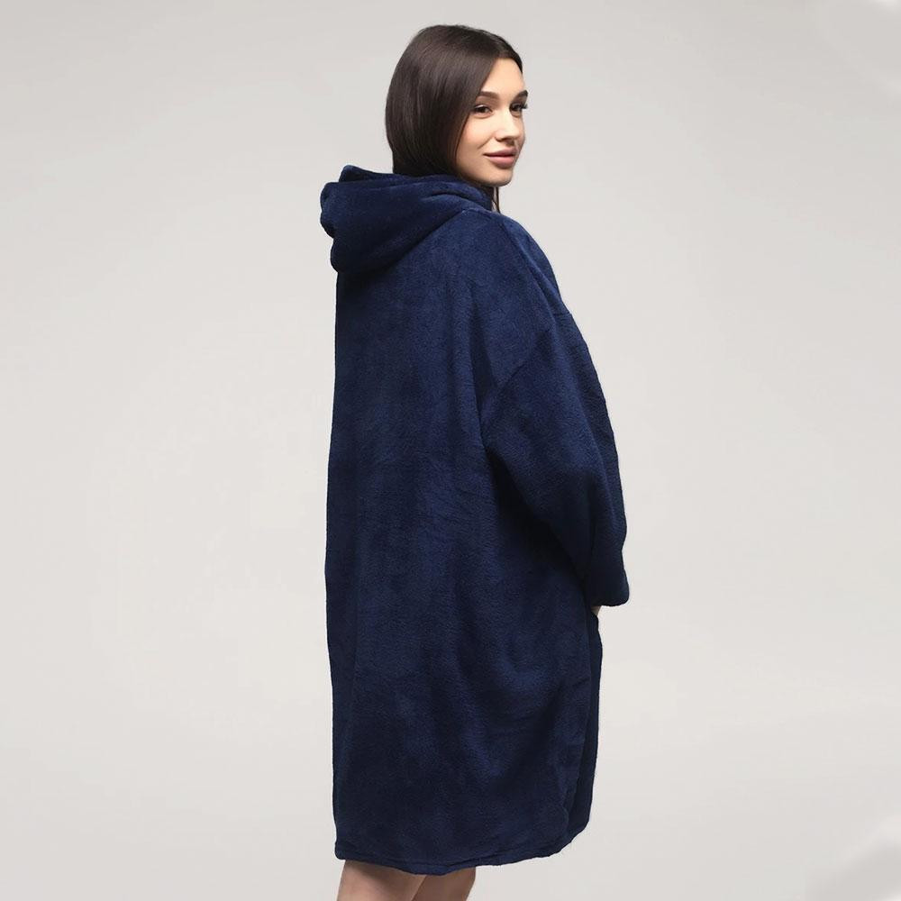 Плед толстовка с капюшоном (100х80см) HUGGLE HOODIE, Синий / Плед-худи / Оверсайз толстовка плед с капюшоном Киев - изображение 2