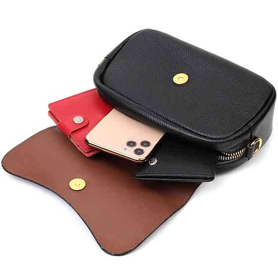 Вечірня жіноча сумка з фігурним клапаном із натуральної шкіри Чорна (Vintage) Київ