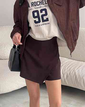 Женские базовые повседневные юбка-шорты костюмка Шоколад, 44/46 Одесса