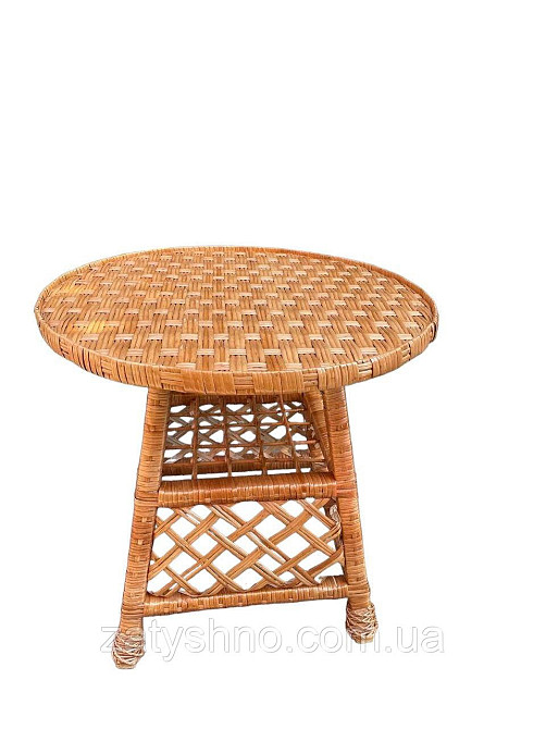 Кухонный стол плетеный журнальный с полкой Киев - изображение 4