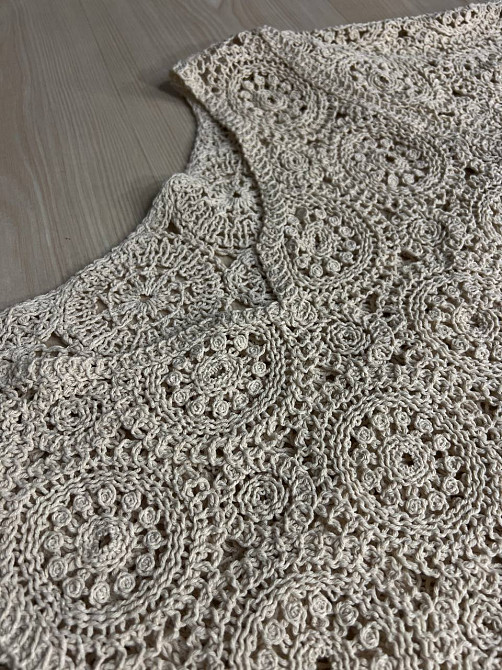 Блузка женская A-N 5303 кружевная вязаная с коротким рукавом, бежевый, one size Киев - изображение 6