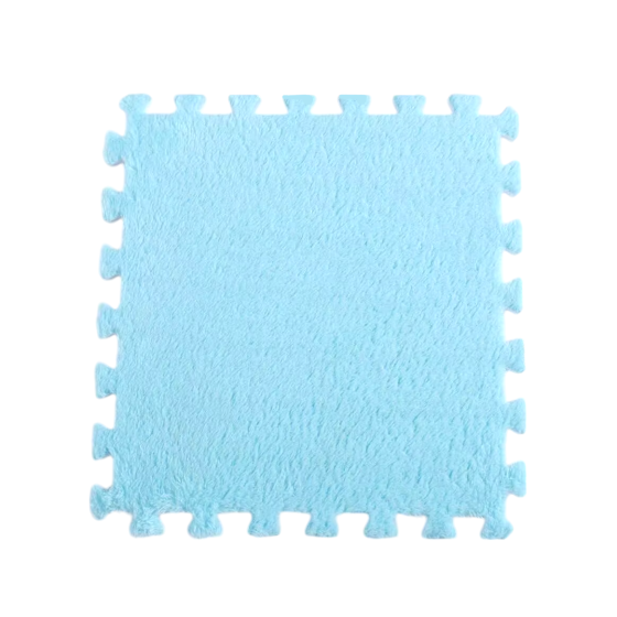 Підлога-пазл плюшева 60x150см, 10 пазлів, тепла підлога, дитячий мат, термокилимок для дому, колір блакитний Кам'янець-Подільський