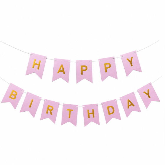 Гірлянда прапорці happy birthday 2,8 м на день народження рожева Київ