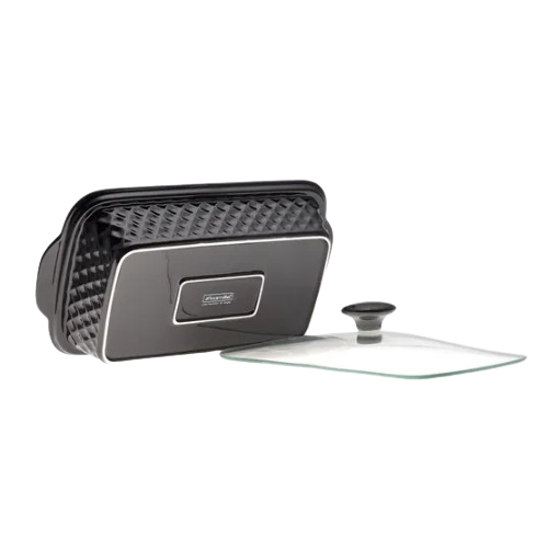 Марміт прямокутний 1,1л 30см кераміка скляна кришка + метал.підставка чорний 6420 KAMILLE Житомир - фото 5