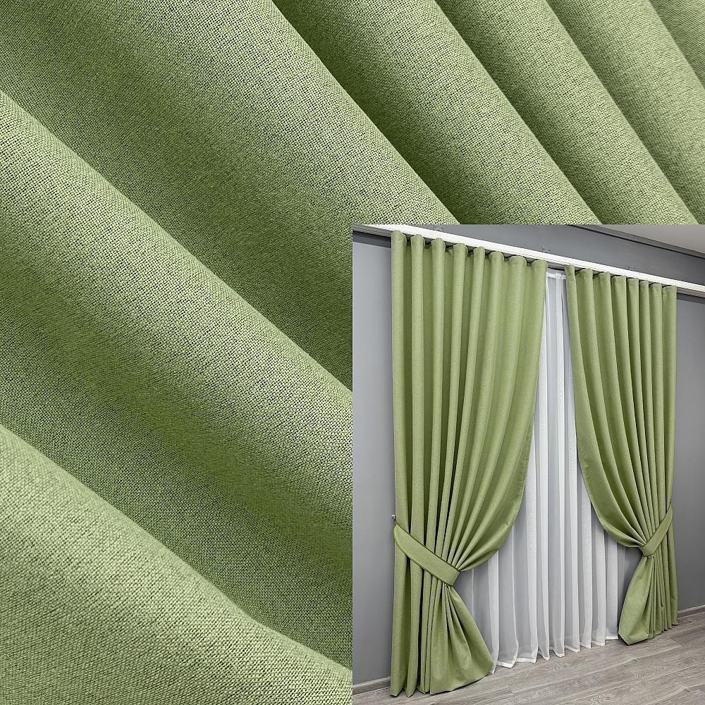 Комплект готових штор VR-Textil Блекаут двосторонній ASHEN NIGHT № 1841ш Оливковий 150х270 см 2 шт (33-0875) Київ - фото 1