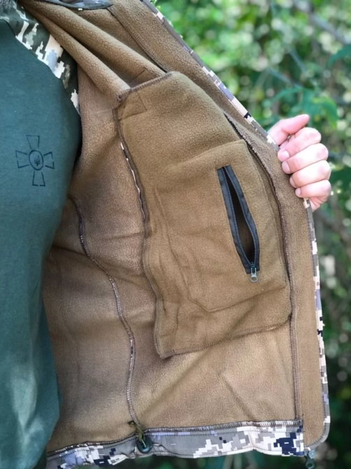 Тактическая мужская куртка Soft Shell демисезонная пиксель, военная куртка на флисе с капюшоном Львов - изображение 5