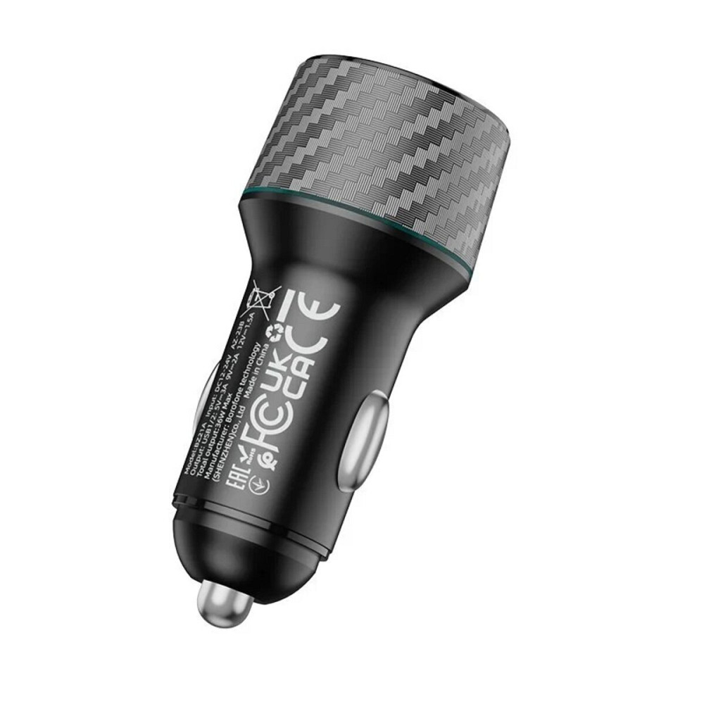 Автомобільний зарядний пристрій BOROFONE BZ21A Brilliant 36W dual port QC3.0 car charger Black Київ - фото 4
