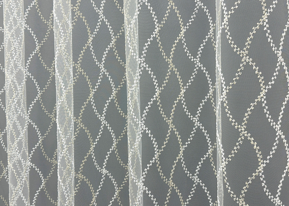 Тюль фатин с вышивкой и люрексом Цвет молочный с золотистым 1841т Киев - изображение 3