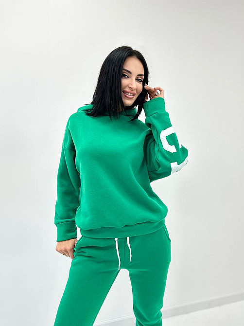 Спортивний костюм на флісі "Chicago" оптом | Норма Зелений, 46-48 Київ - фото 2