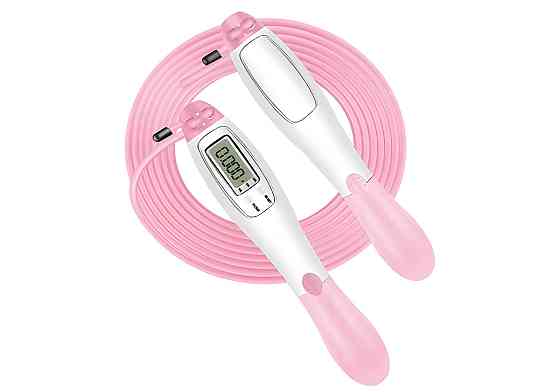 Швидкісна скакалка з лічильником EasyFit білий-рожевий Коломия