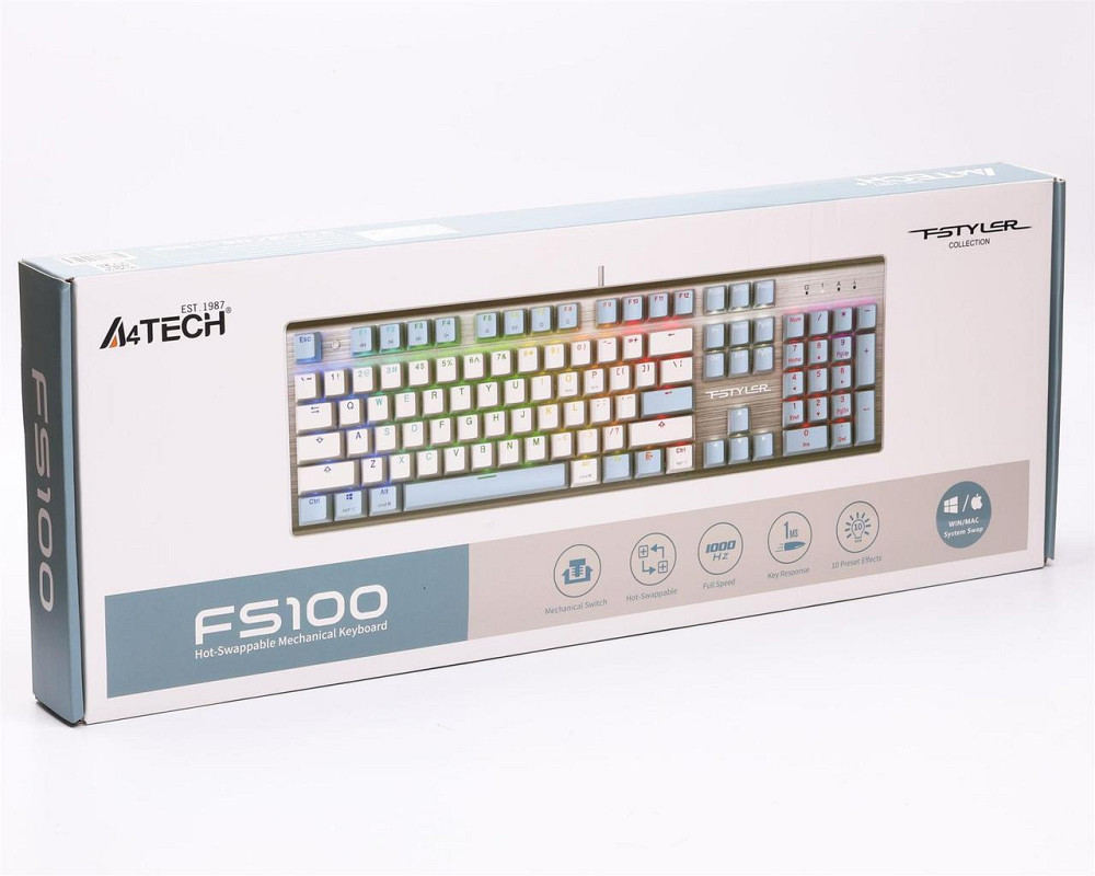 Клавіатура A4Tech Fstyler FS100 Icy Blue білий, сірий Харків - фото 7