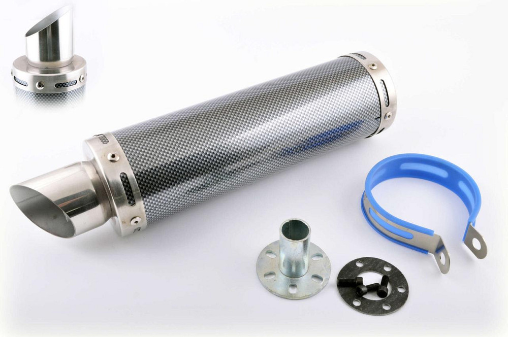 Глушник (тюнінг) 300*9 см, кріп. Ø48mm (нержавіюча сталь, карбон mod:1, прямоток, тип:3) Мукачево - фото 1