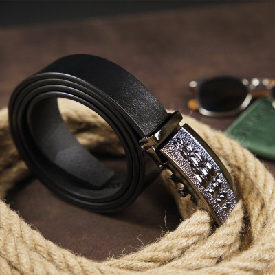 Ремень Vintage Мужской с пряжкой автомат Черный (20300) Винница - изображение 8