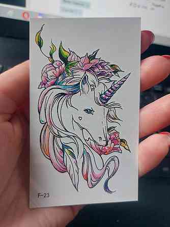 Тату наклейки Єдиноріг 10 на 6 см різнобарвний Київ