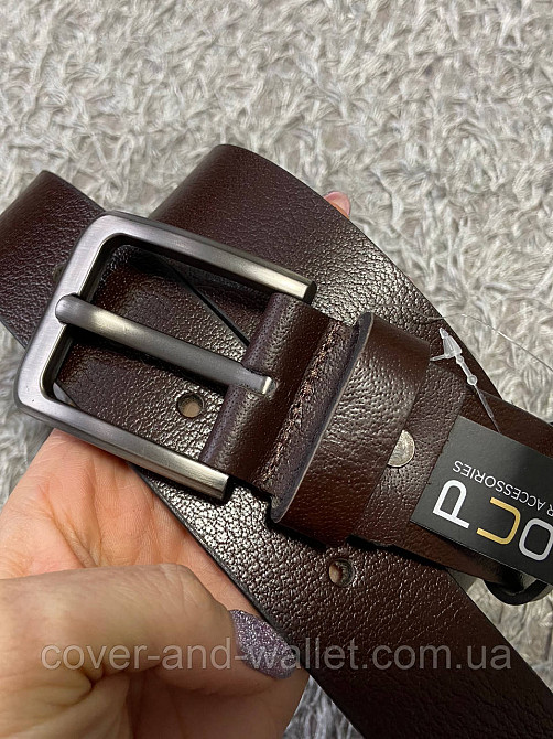 Коричневий шкіряний чоловічий ремінь під джинси 40мм ST Leather Київ - фото 3