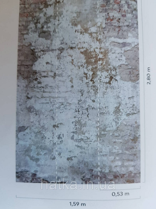 Шпалери вінілові Grandeco One roll one motif 2 A42301 панно 3д лофт під цеглу під штукатурку коричневий сірий Київ - фото 2