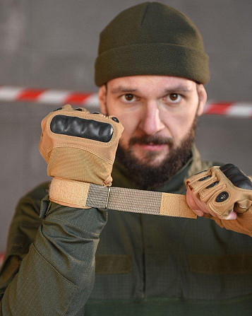 Рукавички тактичні чоловічі безпалі кайот Одесса - изображение 2