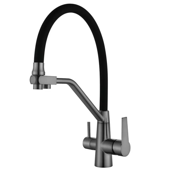 Кухонний змішувач Mixxus FUL-021 Graphite Refl.Black з нержавіючої сталі на дві води Харків