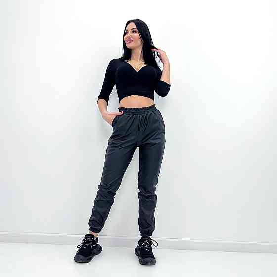 Штани-джогери з екошкіри "Bennett" оптом | Норма | Розпродаж моделі Чорний, 46-48 Київ