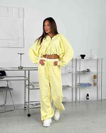 Женский стильный повседневный костюм двойка трехнить петля Лимонный, 42/44 Одесса