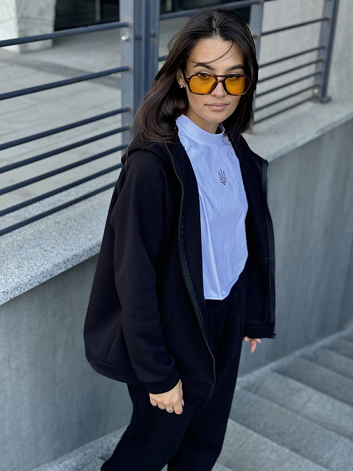 Зип худі жіноче оверсайз Чорний 46/48 Харків - фото 1