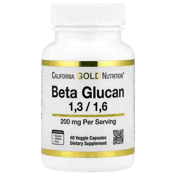 Бета-глюкан California Gold Nutrition Beta Glucan 1-3, 1-6, 200 mg, 60 Veggie Capsules Луцк