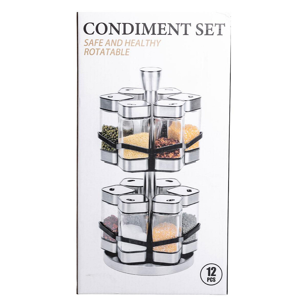 Набір для спецій на підставці 12 шт. 120 мл карусель для спецій Білий HP-1315 Київ - фото 10