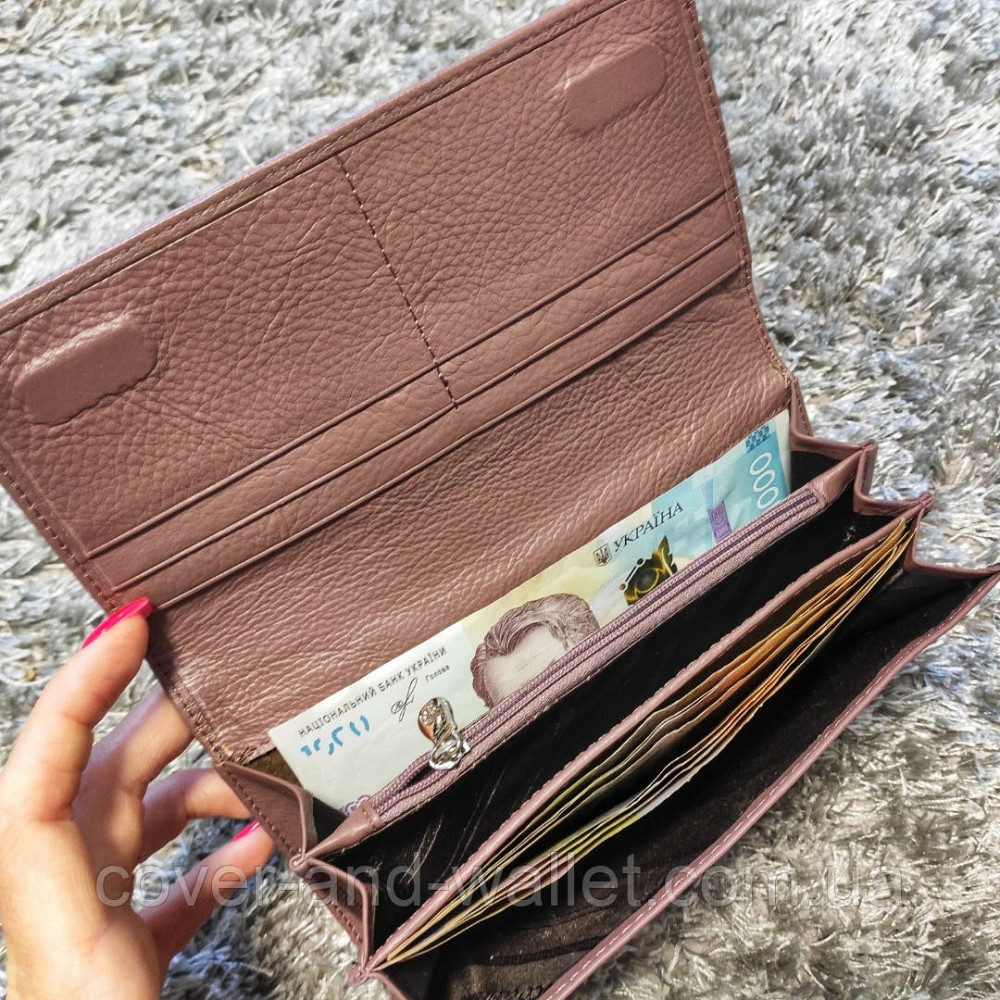 Пудровый кожаный кошелёк с отделом для визиток Marco Coverna 2060 Киев - изображение 3