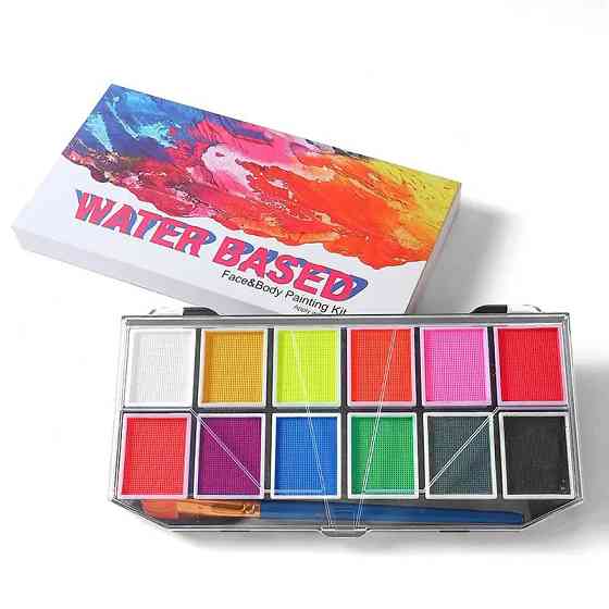 Краски для бодиарта на водной основе 12 цветов, легко очищается, водорастворимый пигмент, краски для кожи Каменец-Подольский