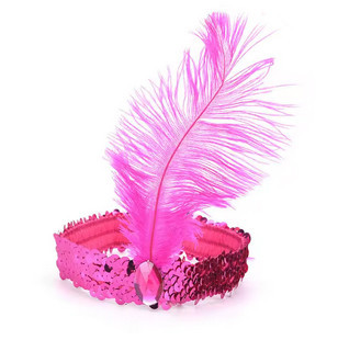 Пов'язка для карнавалу на голову рожева з пером Київ - фото 1
