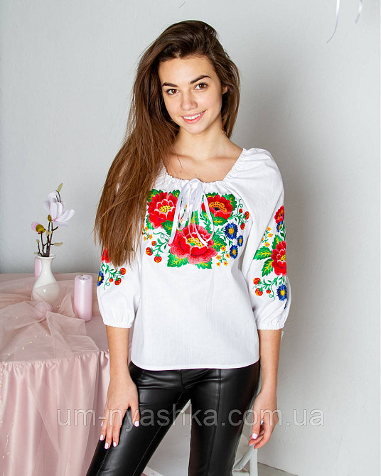 Жіноча натуральна вишиванка "Галіція" для жінок і дівчаток-підлітків біла Кривий Ріг - фото 2