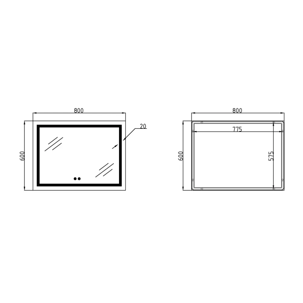 Дзеркало Qtap Mideya (DC-F904) 800х600 з LED-підсвіткою Touch, з димером QT2078F904W Київ - фото 17