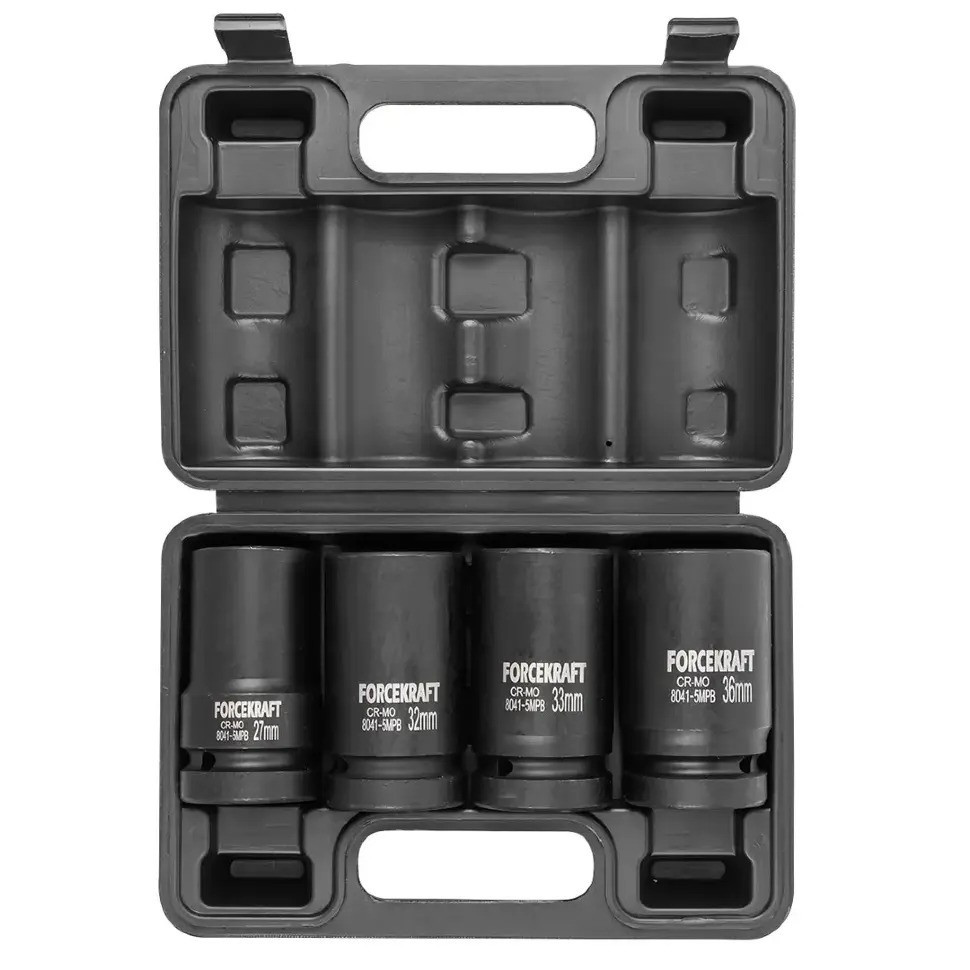 Головки ударні 1" (6 г) глибокі, набір 4 пр. FORCEKRAFT FK-8041-5MPB Одеса - фото 1