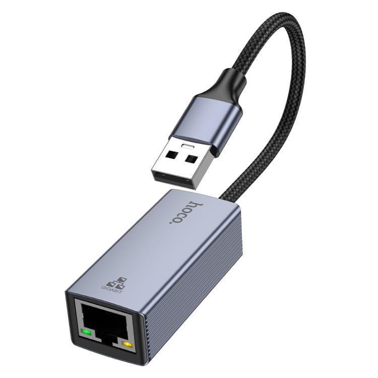 Адаптер HOCO UA37 USB для Ethernet, Металевий сірий Київ - фото 4
