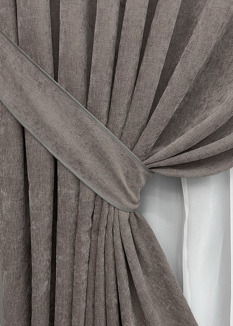 Комплект готових штор VR-Textil Шеніл преміум VELMIRA Rich № 1924ш Капучино 200х290 см 2 шт (32-346) Київ - фото 5