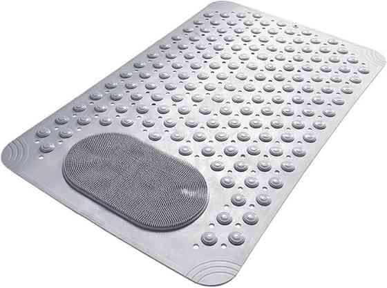 Коврик атискользящий для ванной комнаты и душа,массажный для ног силиконовый с присосками, серый 36.5х69 см Каменец-Подольский