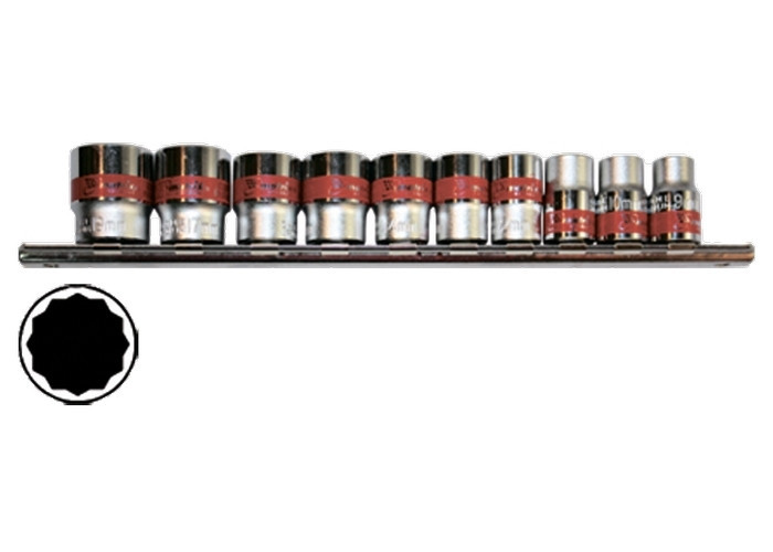 Набір торцевих головок, 1/2", 12-ти гр., CrV, 10шт., 10-24мм MATRIX Полтава - фото 1