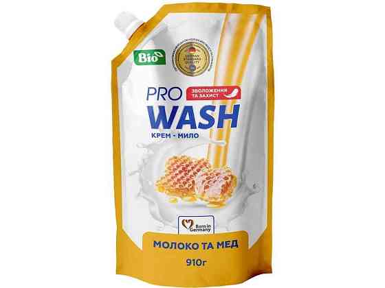 Крем-мило рідке 910мл дой-пак Молоко та мед ТМ PRO WASH Київ