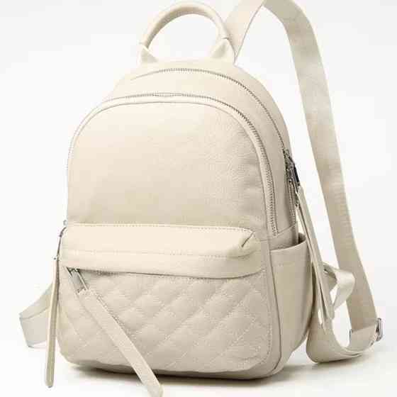 Жіночий наплічник для прогулянок 30х23х12, шкіряний рюкзак, білий Кам'янське